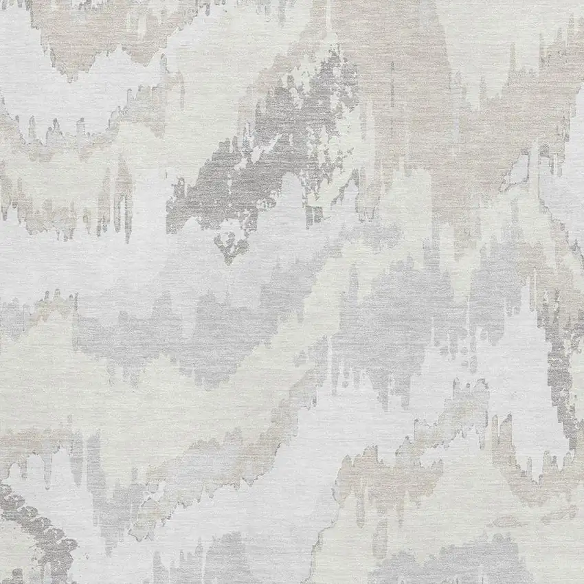 Ivory And Beige Abstract Washable Area Rug With UV Protection Photo 4