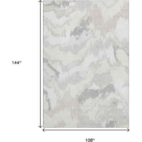 Ivory And Beige Abstract Washable Area Rug With UV Protection Photo 3