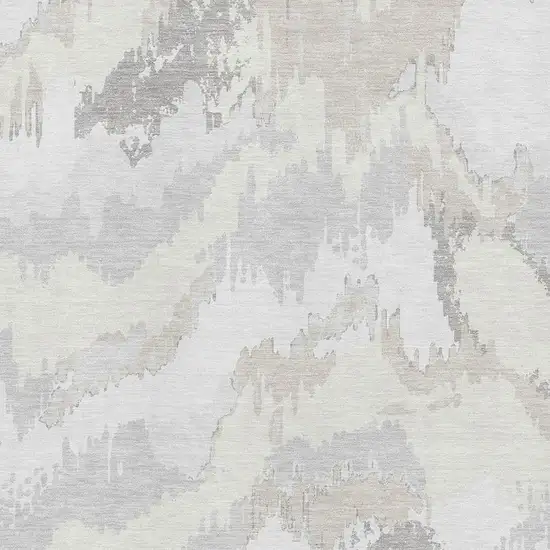 Ivory And Beige Abstract Washable Area Rug With UV Protection Photo 4