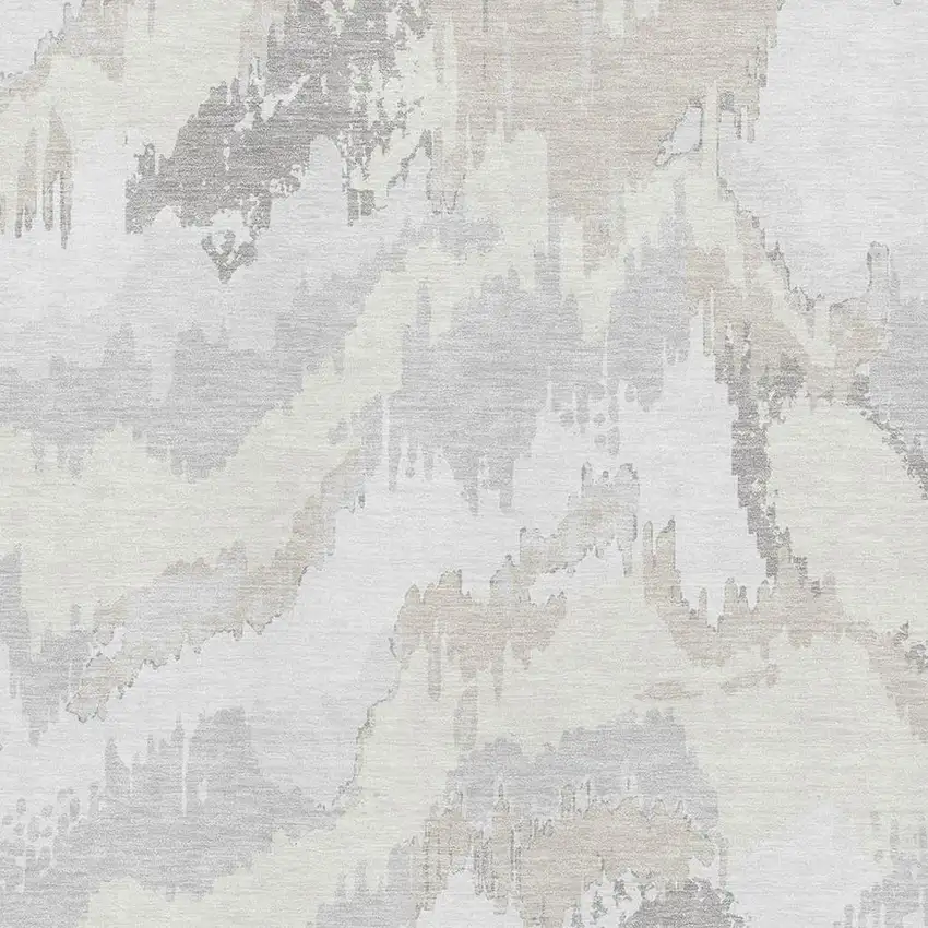 Ivory And Beige Abstract Washable Area Rug With UV Protection Photo 4