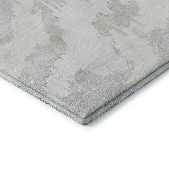 Ivory And Beige Abstract Washable Area Rug With UV Protection Photo 9