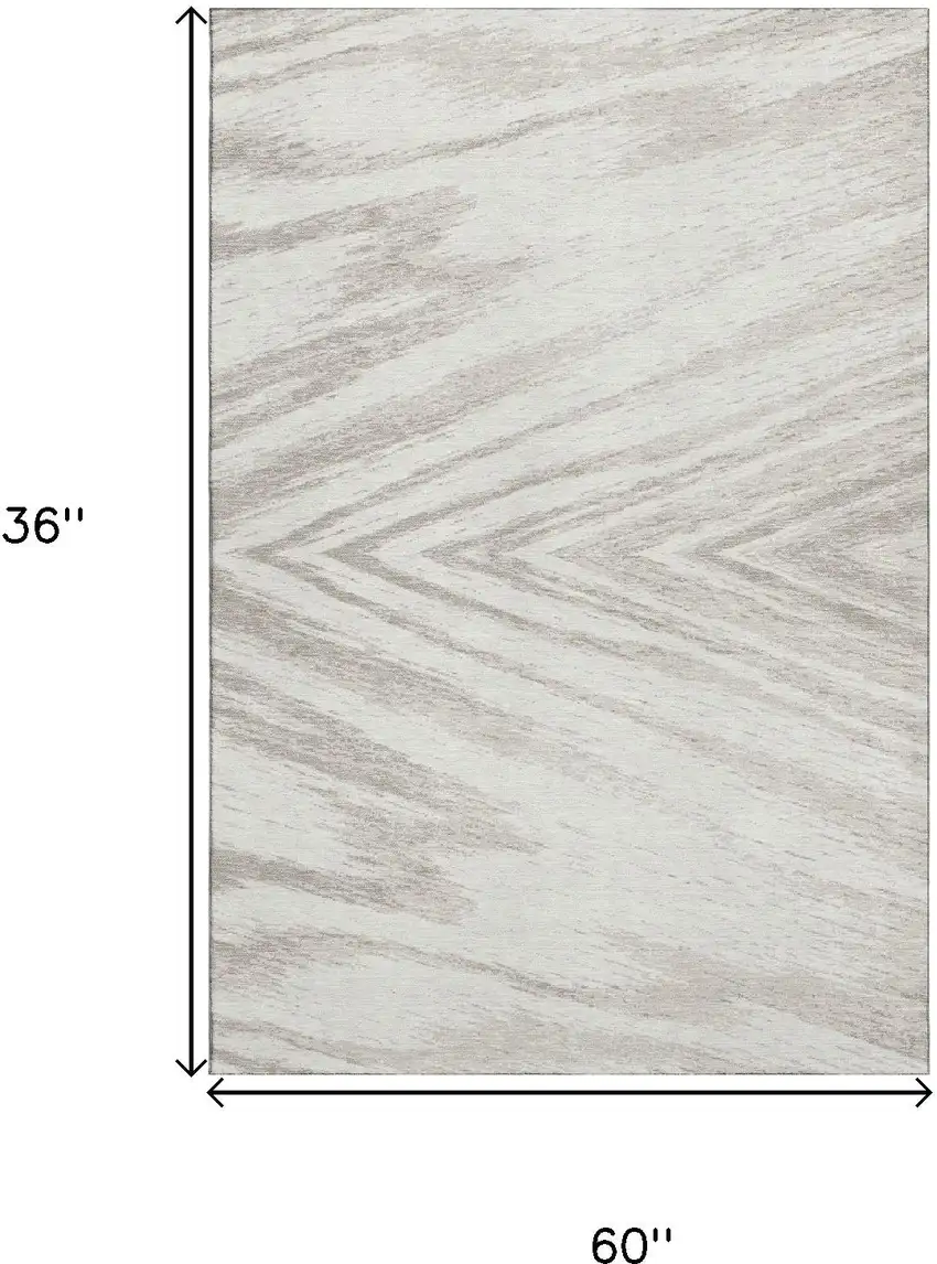 Ivory And Beige Abstract Washable Area Rug With UV Protection Photo 3