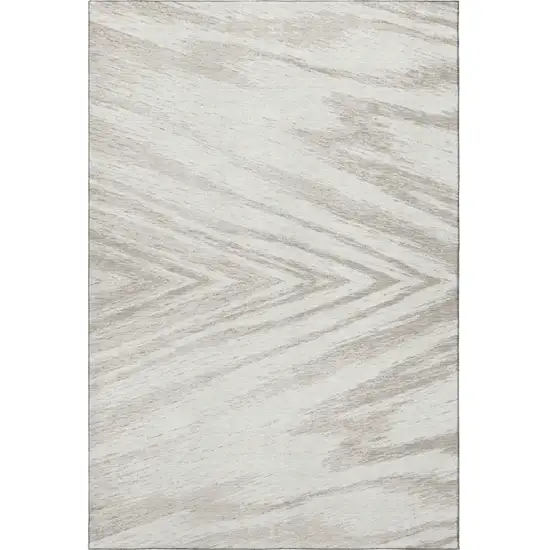 Ivory And Beige Abstract Washable Area Rug With UV Protection Photo 5