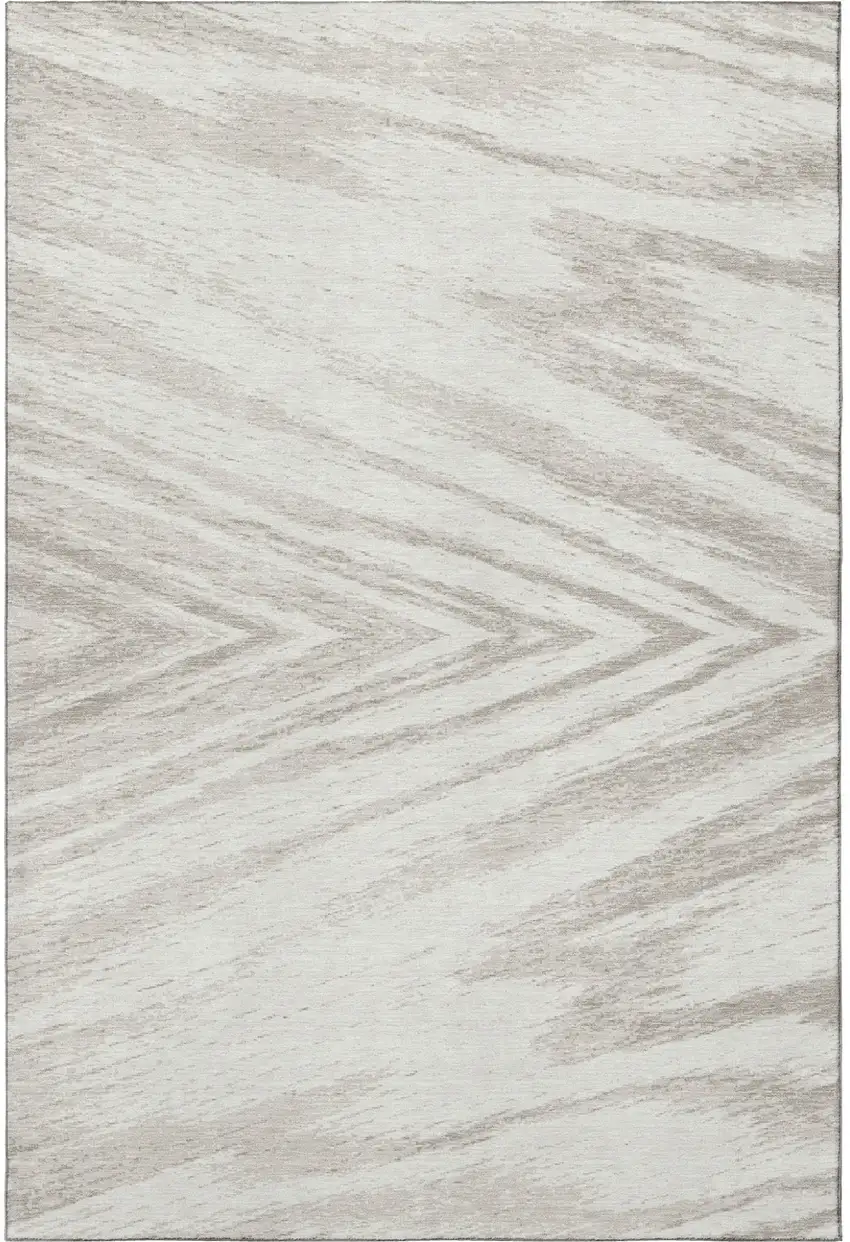 Ivory And Beige Abstract Washable Area Rug With UV Protection Photo 5