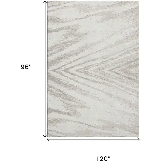 Ivory And Beige Abstract Washable Area Rug With UV Protection Photo 7