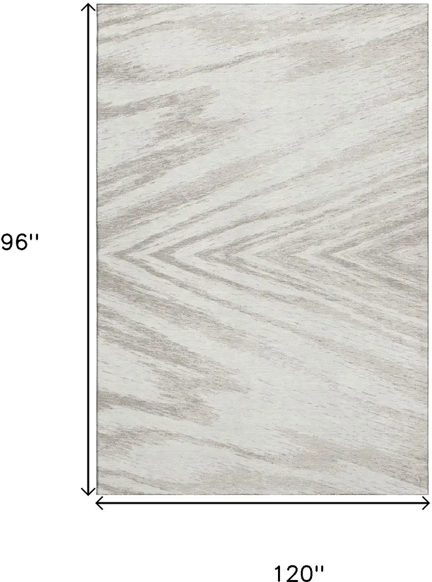 Ivory And Beige Abstract Washable Area Rug With UV Protection Photo 7