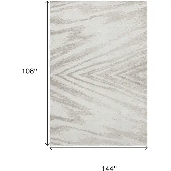 Ivory And Beige Abstract Washable Area Rug With UV Protection Photo 8