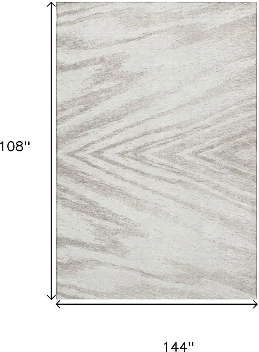 Ivory And Beige Abstract Washable Area Rug With UV Protection Photo 8