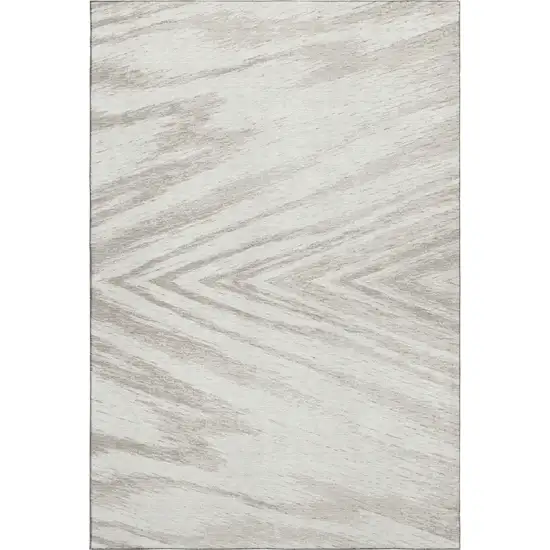Ivory And Beige Abstract Washable Area Rug With UV Protection Photo 7