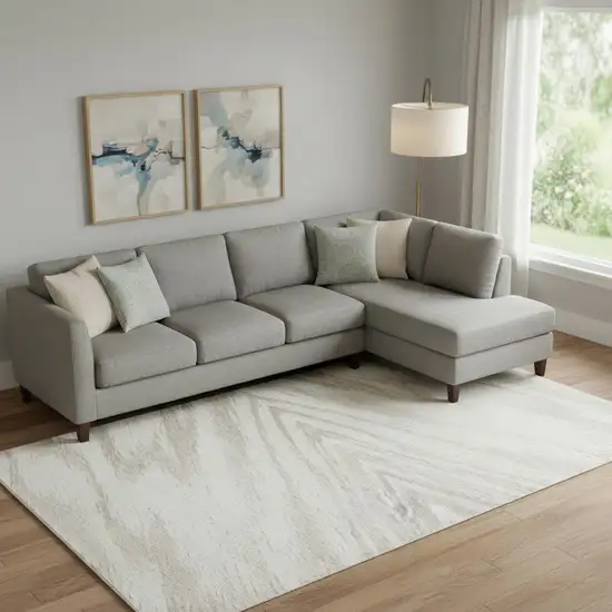 Ivory And Beige Abstract Washable Area Rug With UV Protection Photo 1