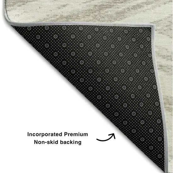 Ivory And Beige Abstract Washable Area Rug With UV Protection Photo 8