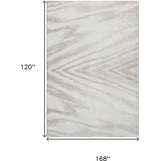 Ivory And Beige Abstract Washable Area Rug With UV Protection Photo 8