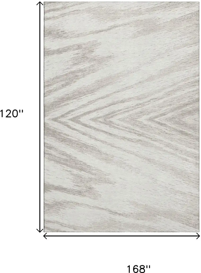 Ivory And Beige Abstract Washable Area Rug With UV Protection Photo 8