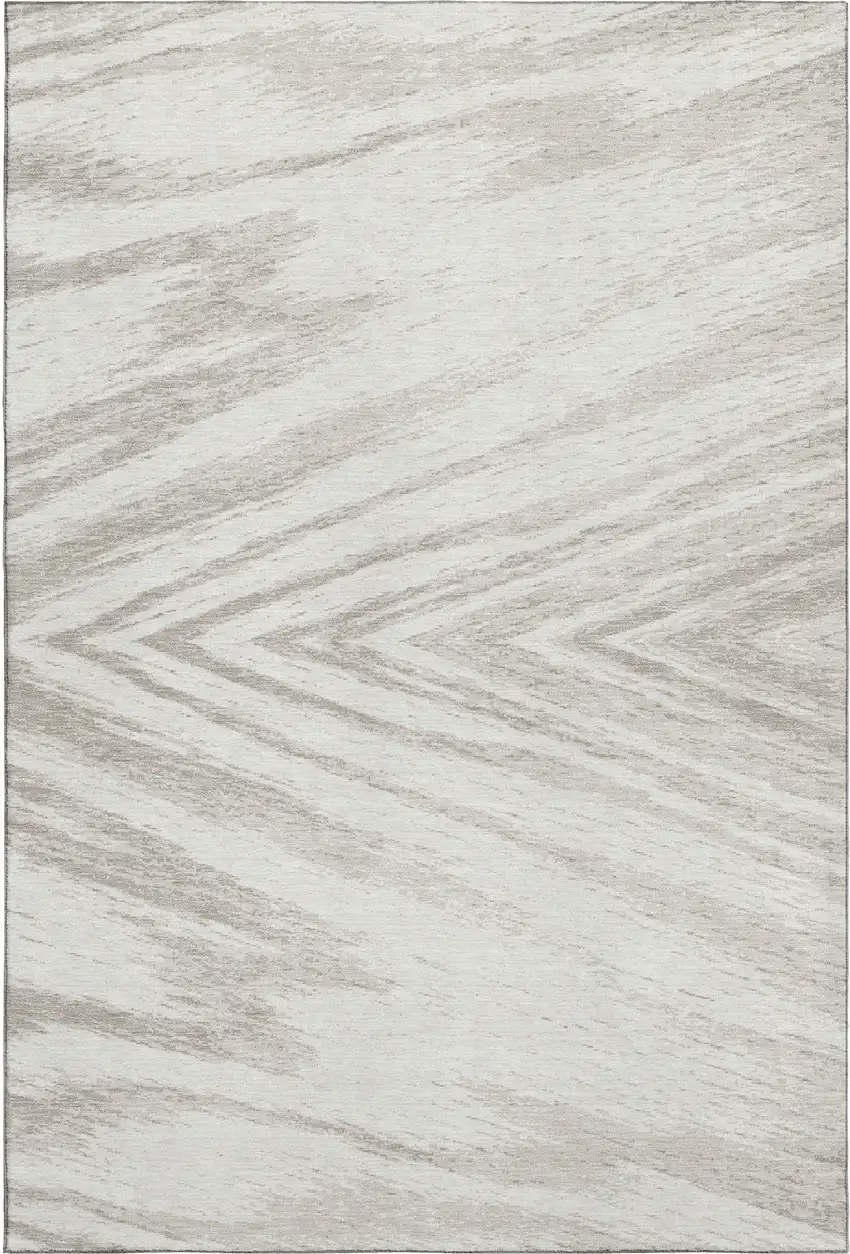 Ivory And Beige Abstract Washable Area Rug With UV Protection Photo 6