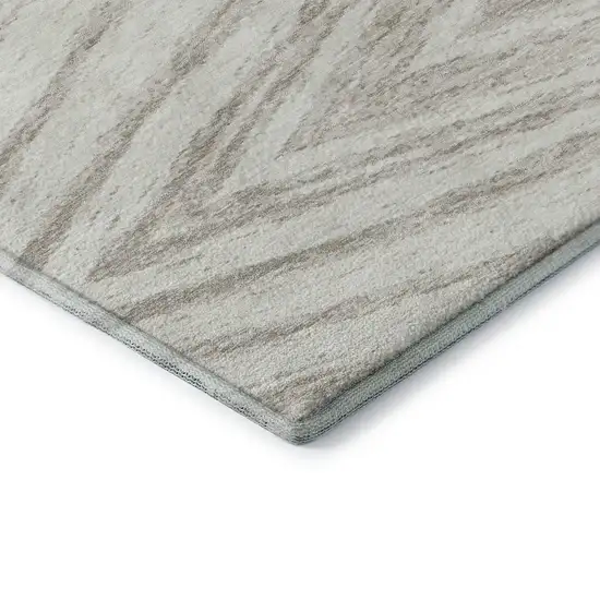 Ivory And Beige Abstract Washable Area Rug With UV Protection Photo 8