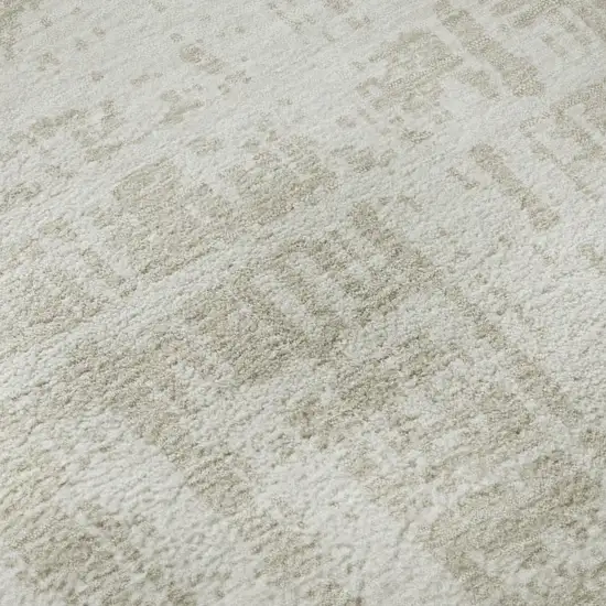 Ivory And Beige Abstract Washable Area Rug With UV Protection Photo 7