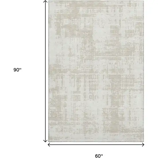 Ivory And Beige Abstract Washable Area Rug With UV Protection Photo 8