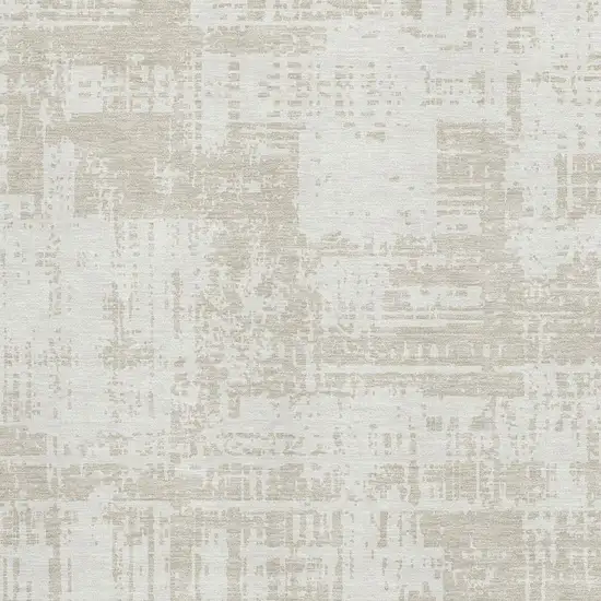 Ivory And Beige Abstract Washable Area Rug With UV Protection Photo 3