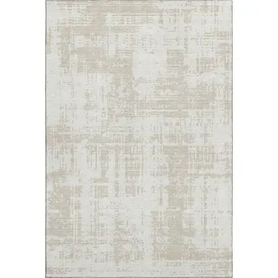 Ivory And Beige Abstract Washable Area Rug With UV Protection Photo 1