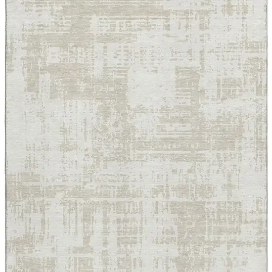 Ivory And Beige Abstract Washable Area Rug With UV Protection Photo 4