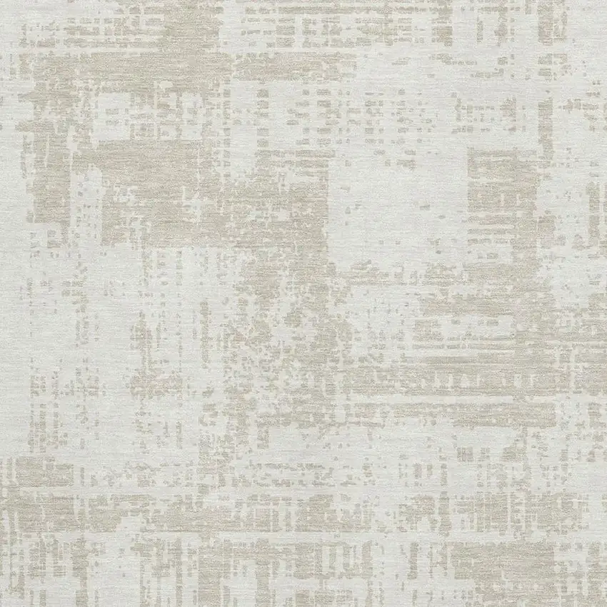 Ivory And Beige Abstract Washable Area Rug With UV Protection Photo 3