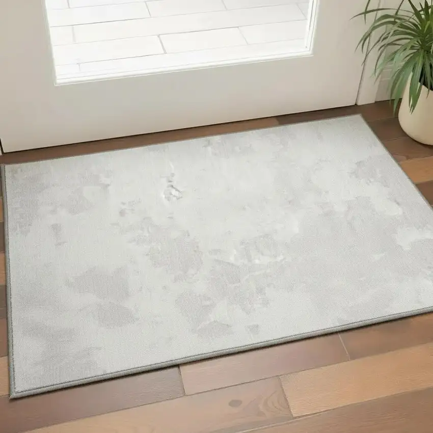 Ivory And Beige Abstract Washable Area Rug With UV Protection Photo 2