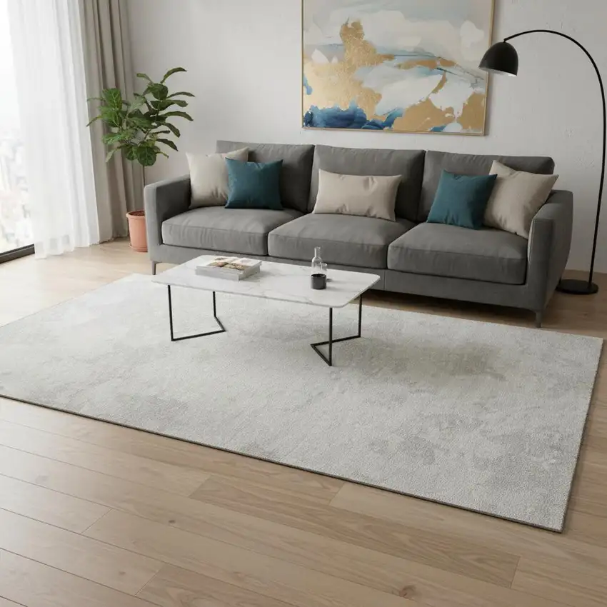 Ivory And Beige Abstract Washable Area Rug With UV Protection Photo 2