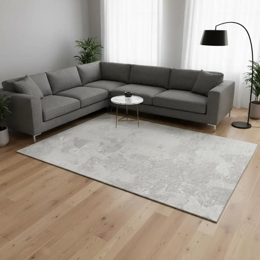 Ivory And Beige Abstract Washable Area Rug With UV Protection Photo 2