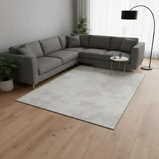 Ivory And Beige Abstract Washable Area Rug With UV Protection Photo 2