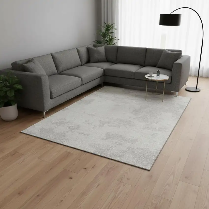 Ivory And Beige Abstract Washable Area Rug With UV Protection Photo 2