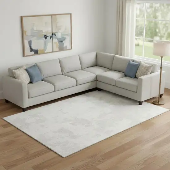 Ivory And Beige Abstract Washable Area Rug With UV Protection Photo 1