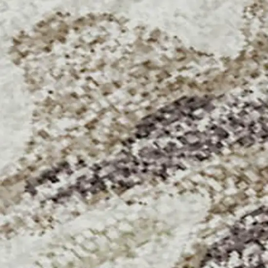 Ivory And Beige Abstract Washable Area Rug With UV Protection Photo 8