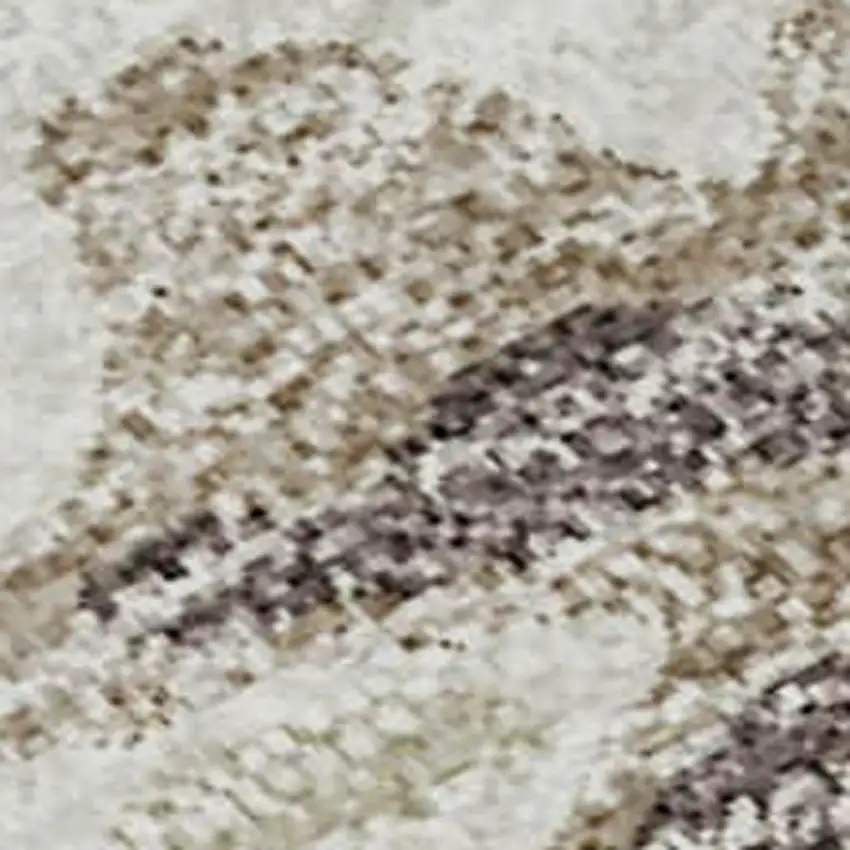 Ivory And Beige Abstract Washable Area Rug With UV Protection Photo 8