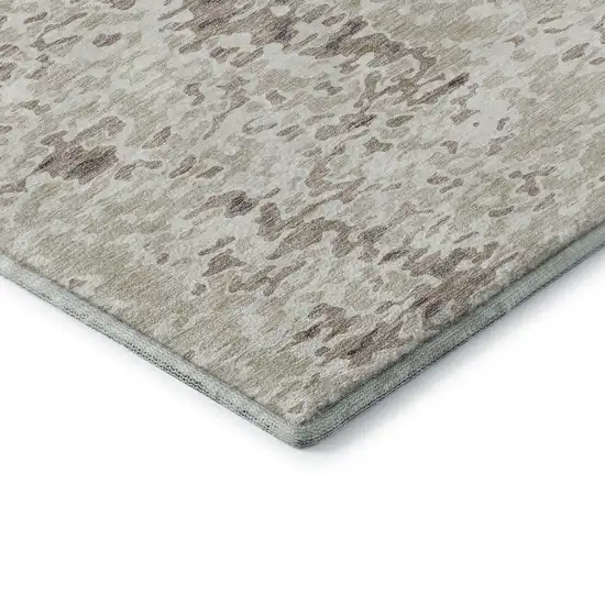 Ivory And Beige Abstract Washable Area Rug With UV Protection Photo 9