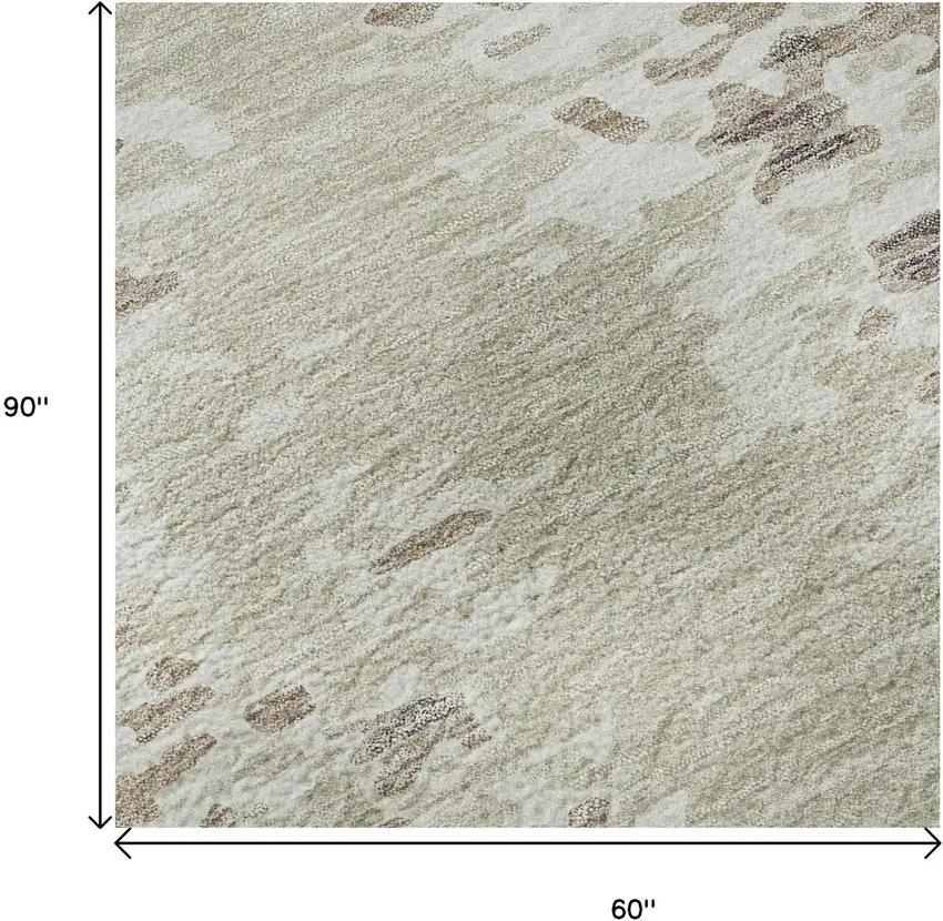 Ivory And Beige Abstract Washable Area Rug With UV Protection Photo 9