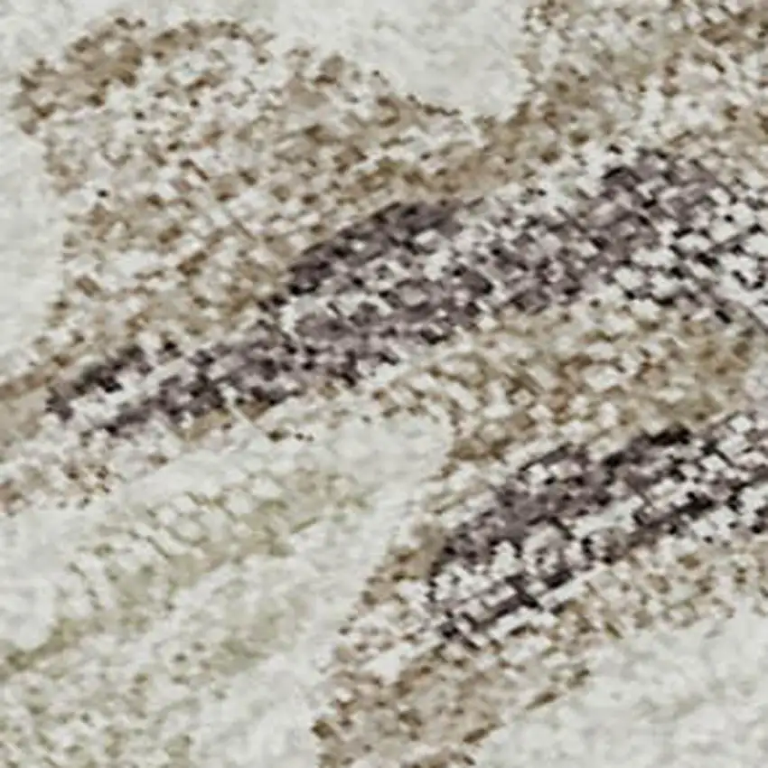 Ivory And Beige Abstract Washable Area Rug With UV Protection Photo 2