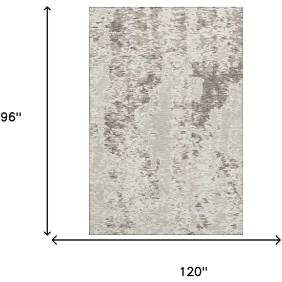 Ivory And Beige Abstract Washable Area Rug With UV Protection Photo 9