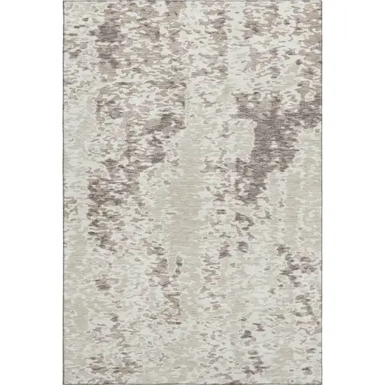 Ivory And Beige Abstract Washable Area Rug With UV Protection Photo 5