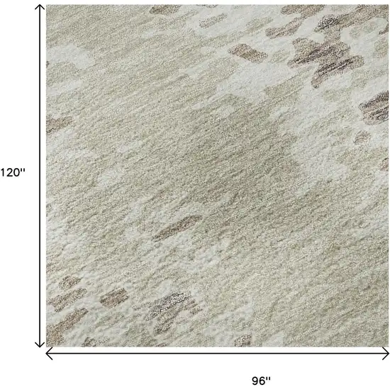 Ivory And Beige Abstract Washable Area Rug With UV Protection Photo 9