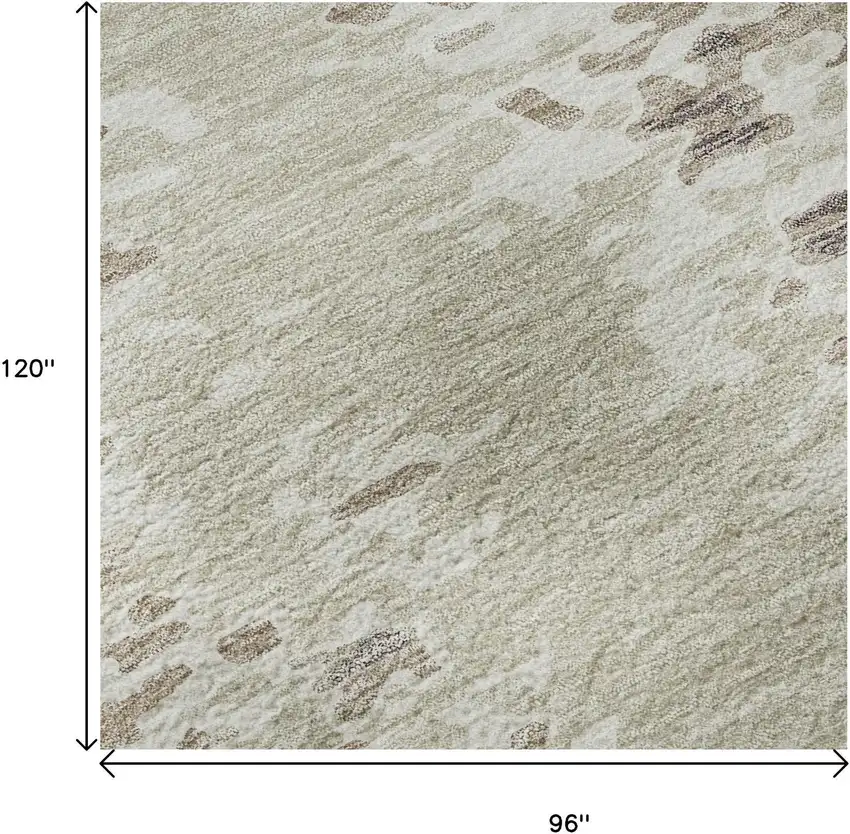 Ivory And Beige Abstract Washable Area Rug With UV Protection Photo 9