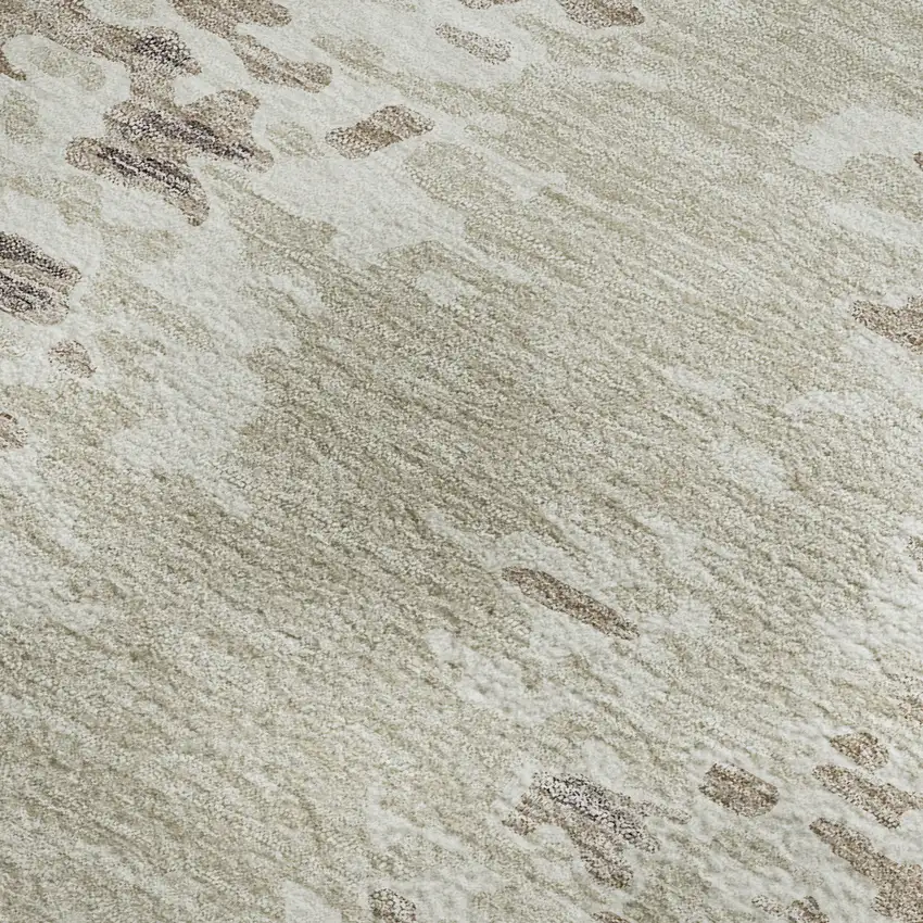 Ivory And Beige Abstract Washable Area Rug With UV Protection Photo 2