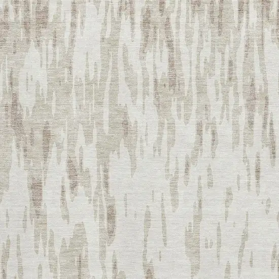 Ivory And Beige Abstract Washable Area Rug With UV Protection Photo 2