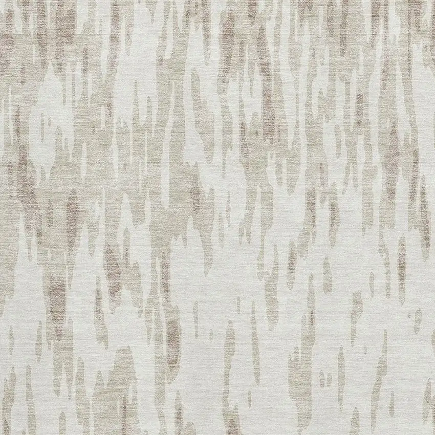 Ivory And Beige Abstract Washable Area Rug With UV Protection Photo 2