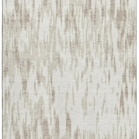 Ivory And Beige Abstract Washable Area Rug With UV Protection Photo 3
