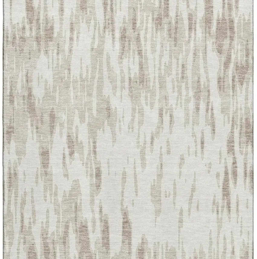Ivory And Beige Abstract Washable Area Rug With UV Protection Photo 3