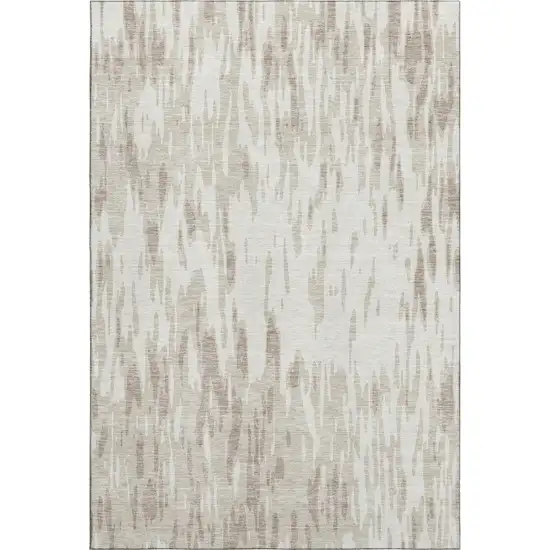 Ivory And Beige Abstract Washable Area Rug With UV Protection Photo 1