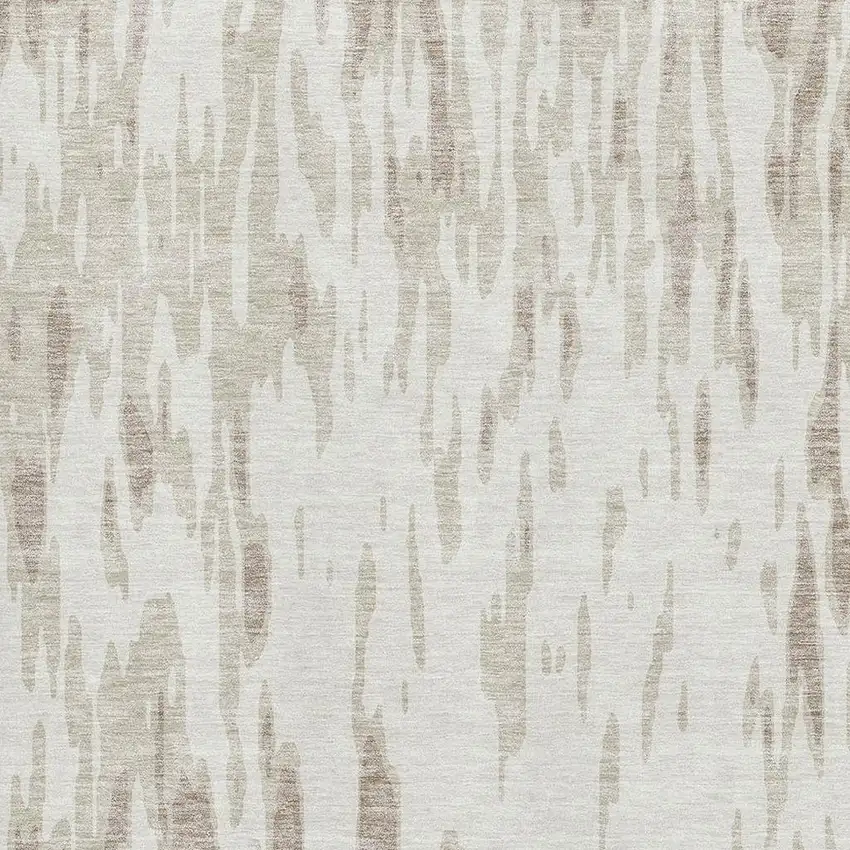 Ivory And Beige Abstract Washable Area Rug With UV Protection Photo 2