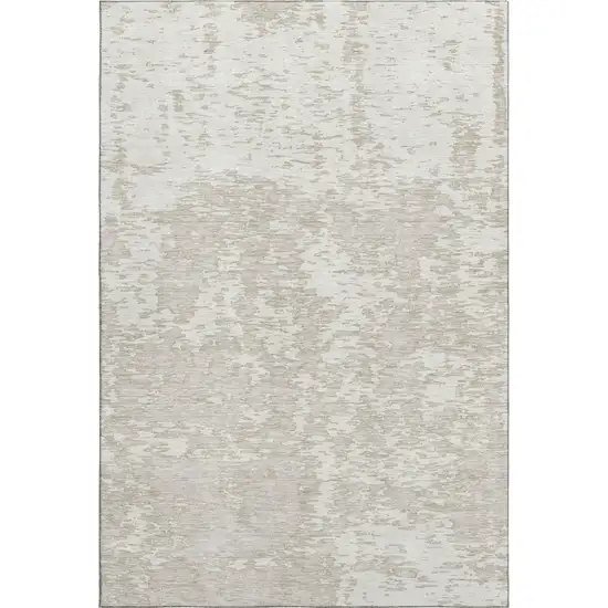 Ivory And Beige Abstract Washable Area Rug With UV Protection Photo 5