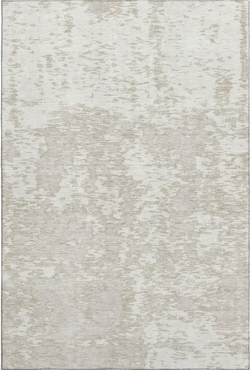 Ivory And Beige Abstract Washable Area Rug With UV Protection Photo 5