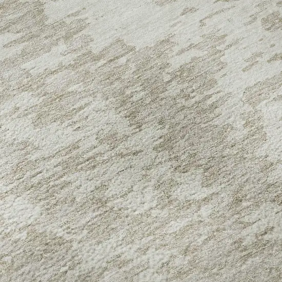 Ivory And Beige Abstract Washable Area Rug With UV Protection Photo 1